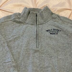 Long sleeve cotton sweater from Walt Disney World quarter zip, size medium